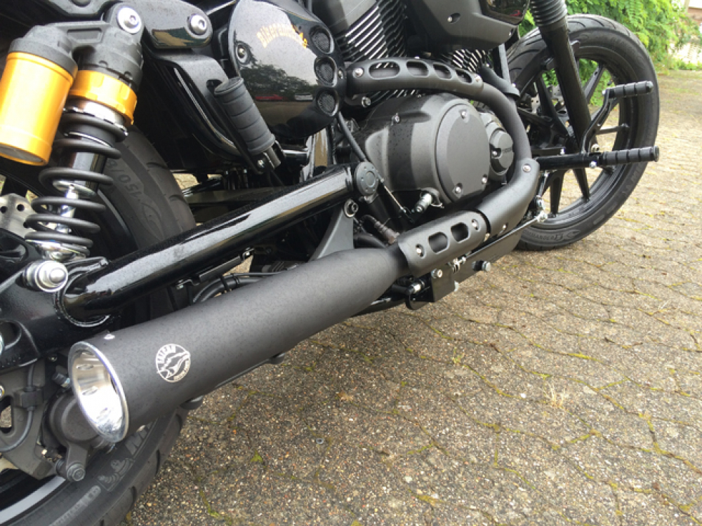 Nur für RACER:: MB vorverl. Fußrasten / Sundance gefräst / schwarz glanz / + 45 cm !!!  / YAMAHA XV 950 Racer / ABE