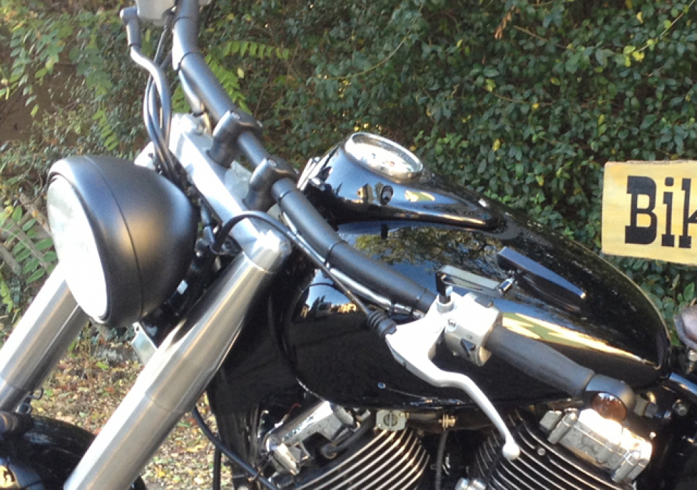 PW SCHEINWERFER / FAT HD-Style 7"/ schwarz glanz / klares Glas / E-gepr.