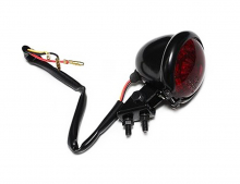 LED - Rücklicht "Bates Style" / schwarz - rotes Glas / E-gepr.