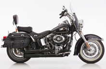 Black Sale: Falcon Double Groove / Komplettanlg. / black /  HD Softail Night Train / 2007 - 09 / EG-BE