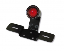 LED - Rücklicht - Old School - SHIN YO TYP3, schwarz, rotes Glas, mit Kennzeichen-Halter