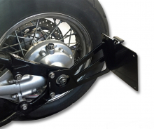 seitl. MB - Kennzeichenhalter Kompl.-Set - schwarz - glänzend / Yamaha XVS 650 / 1100 / TÜV