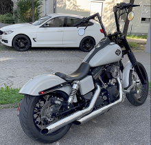 PENZL Neo Classic Auspuffset verstellbar / chrom - Slash Cut / Harley Dyna + StreetBob / 95-03 /ABE
