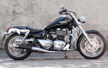 PENZL 2-2 - Retro SlipOn Auspuff / black + silber / Triumph Thunderbird Storm 1600 / 1700 / KAT / EG-BE