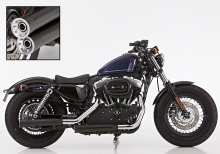 Black Sale: FALCON Double Goove / HD Sportster XL 883/1200 / SlipOn / black / 2014 - 20 / EG-BE