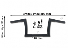 HH Lenker Bad Ape / 3 Loch-Bohrung / 1" / 25,4mm / 800 / 220 mm / BR - schwarz gepulvert / Tüv